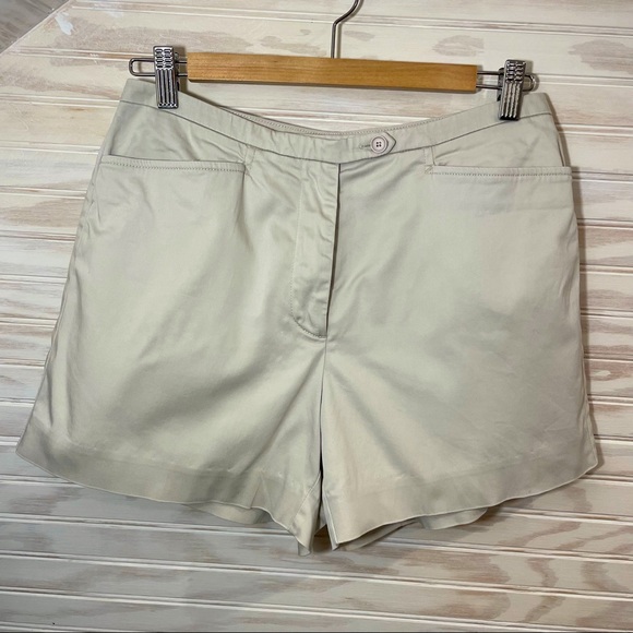 Ann Taylor High-Waisted Vintage Light Khaki Shorts - Picture 1 of 7